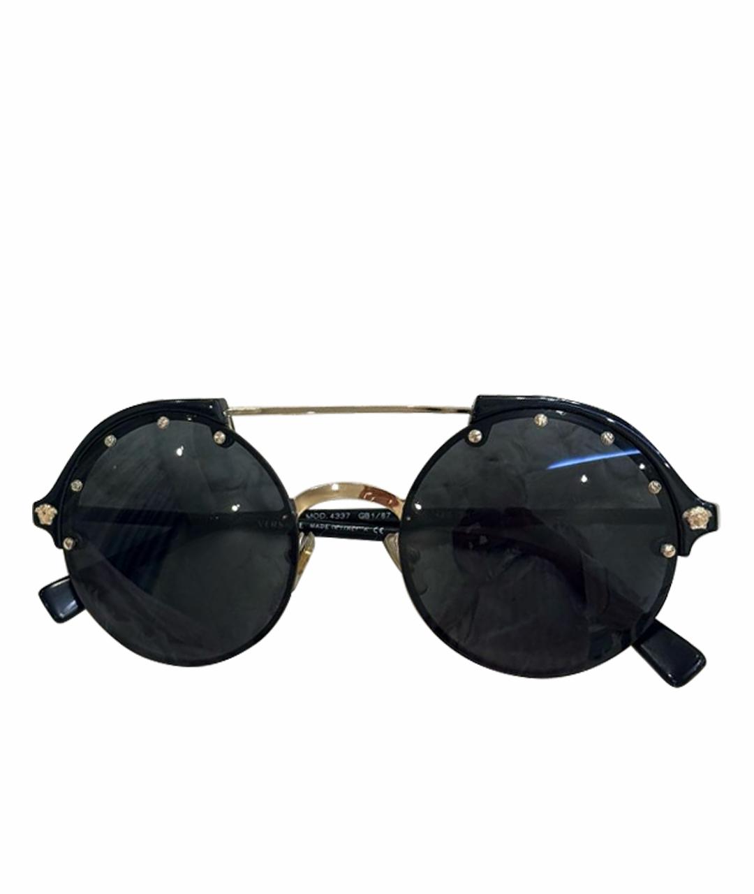 VERSACE Черные металлические солнцезащитные очки, фото 1