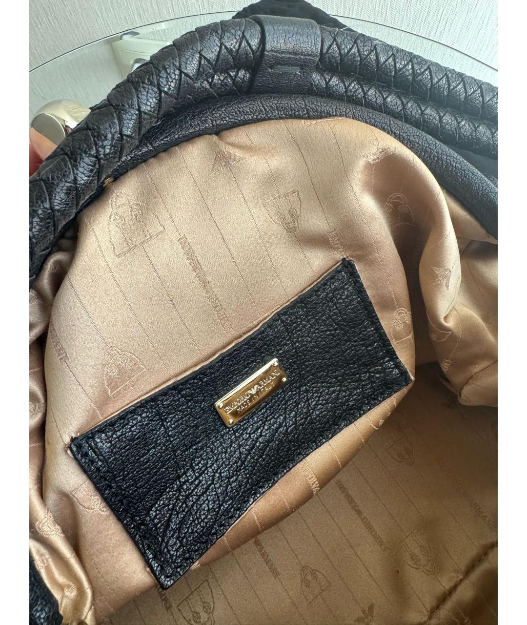 EMPORIO ARMANI Черная кожаная сумка тоут, фото 4