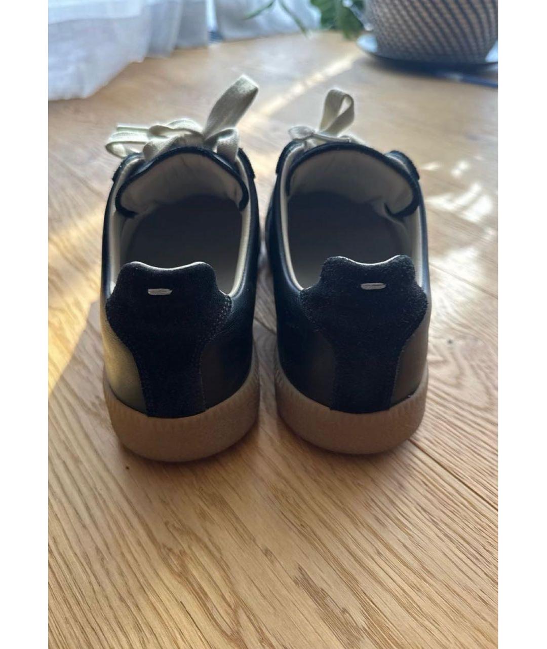 MAISON MARGIELA Черные кожаные кеды, фото 3