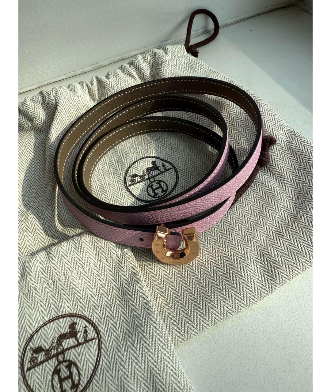 HERMES Розовый кожаный ремень, фото 7