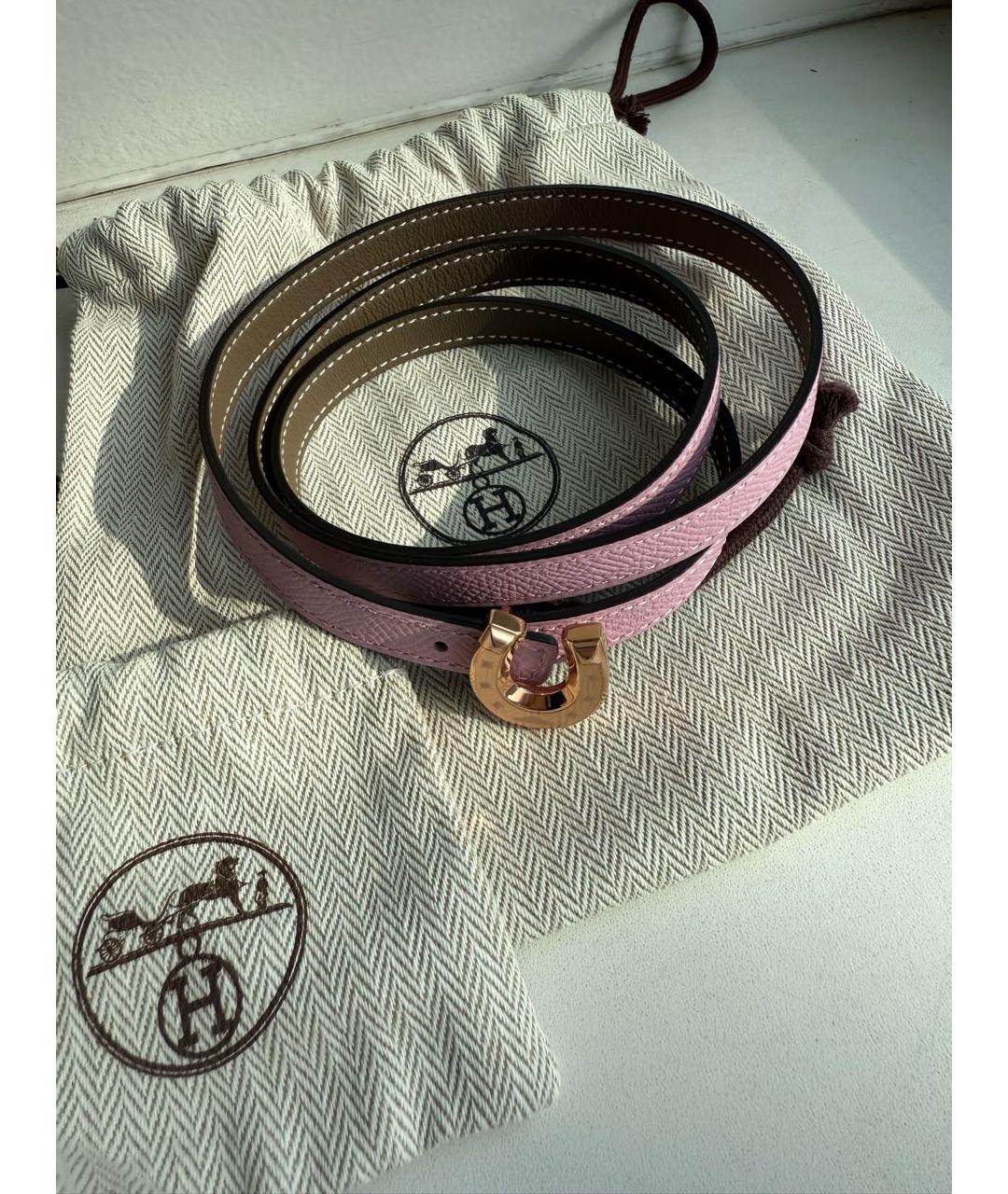 HERMES Розовый кожаный ремень, фото 8