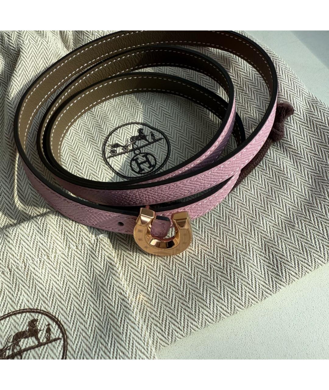 HERMES Розовый кожаный ремень, фото 2