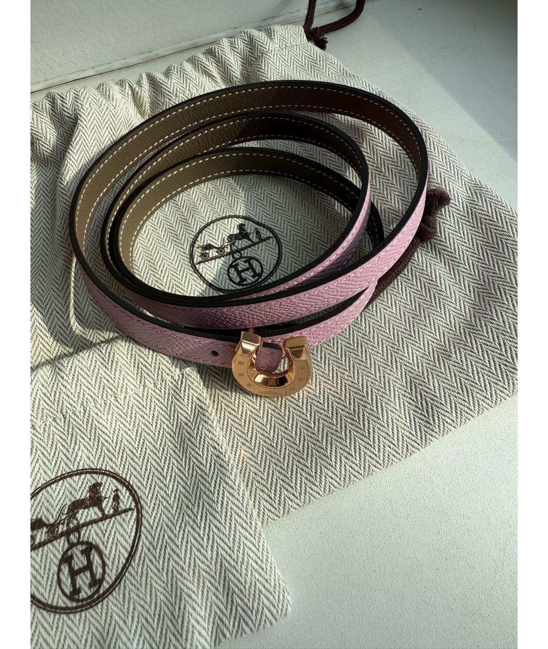 HERMES Розовый кожаный ремень, фото 6