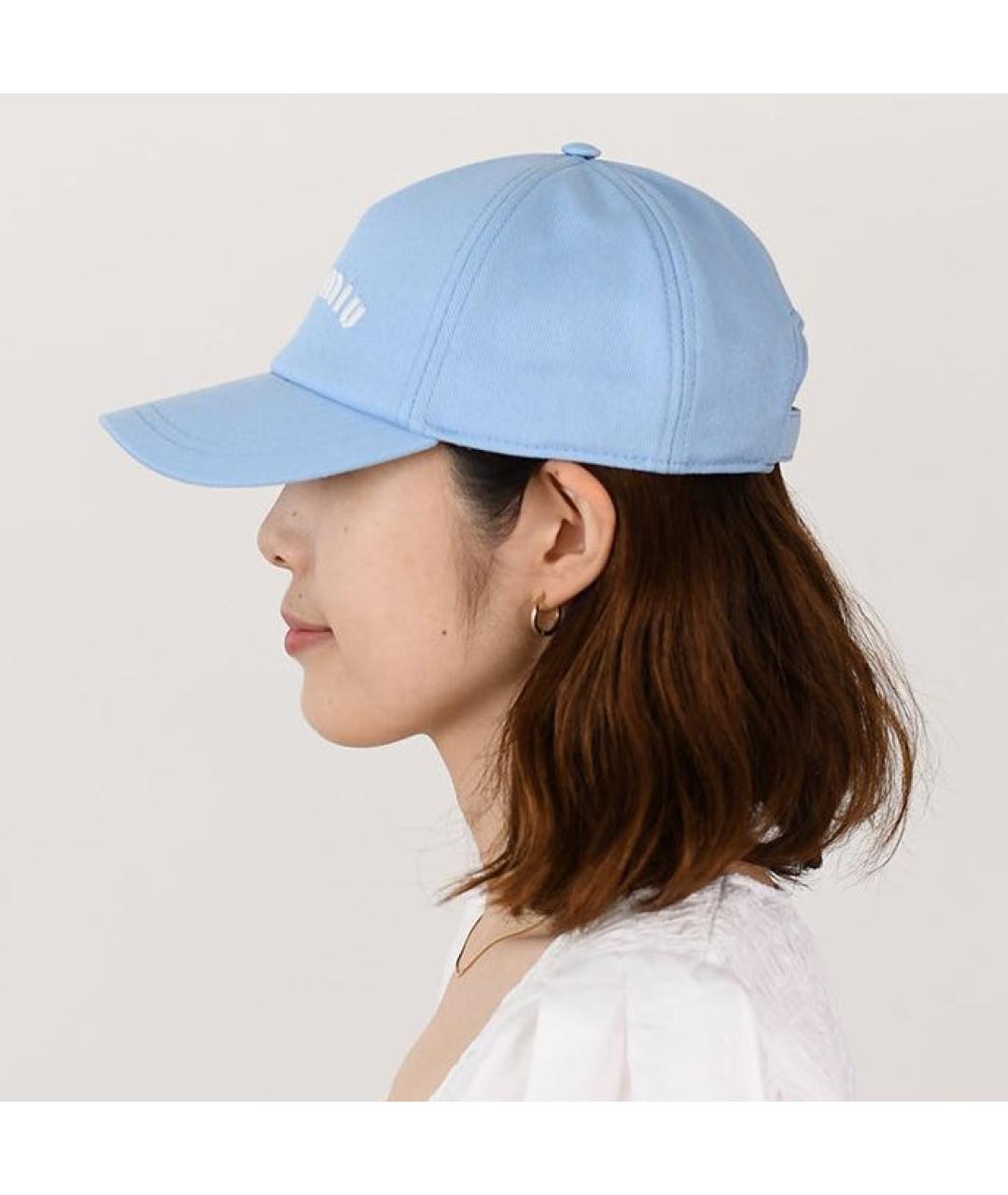 MIU MIU Голубая хлопковая кепка, фото 5