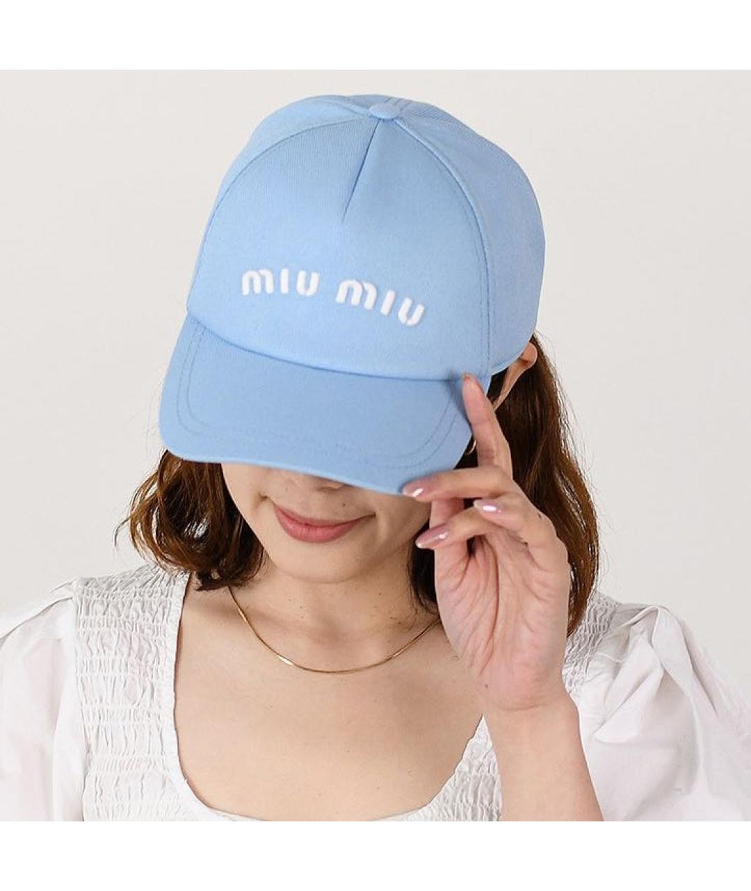 MIU MIU Голубая хлопковая кепка, фото 4