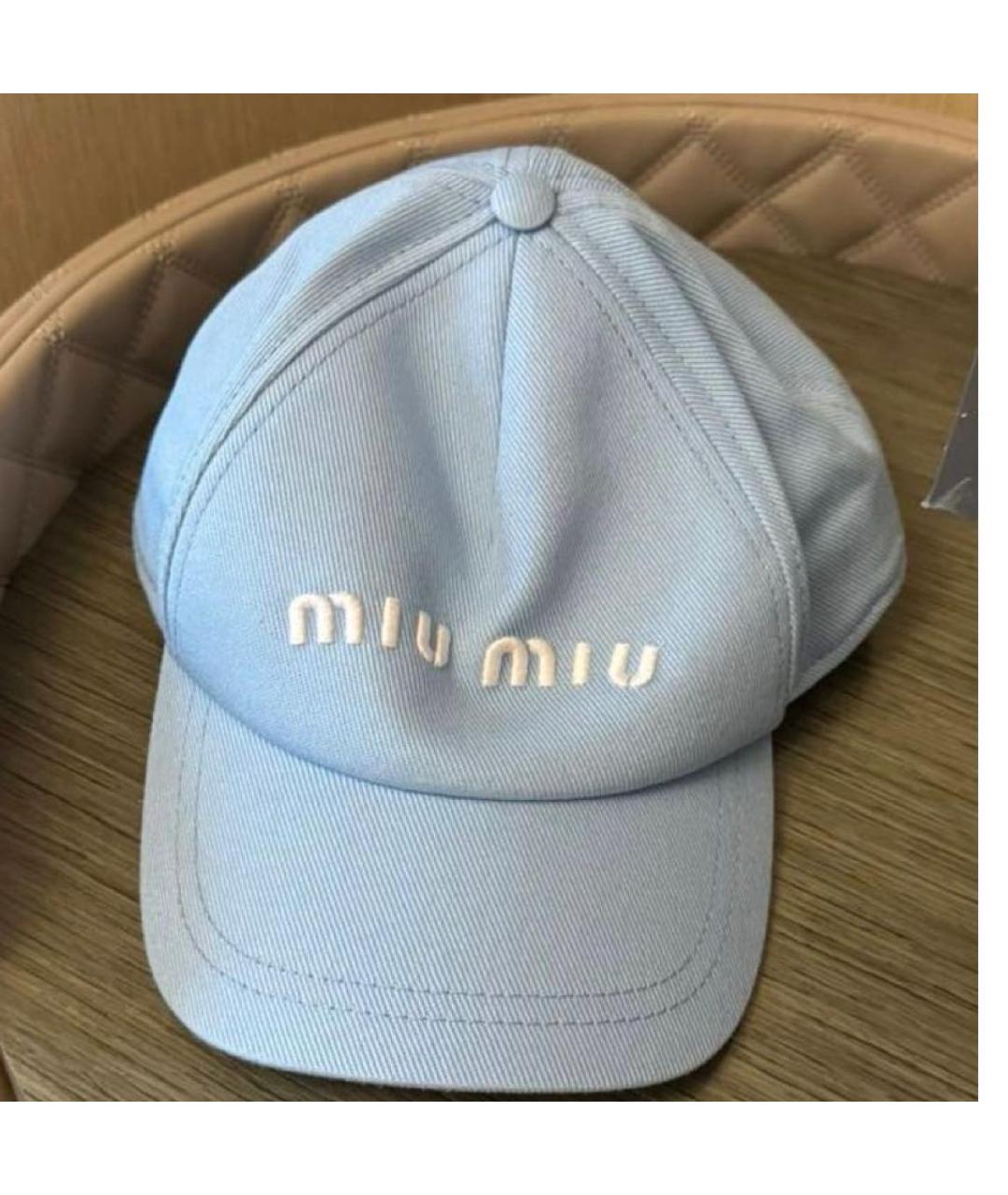 MIU MIU Голубая хлопковая кепка, фото 6