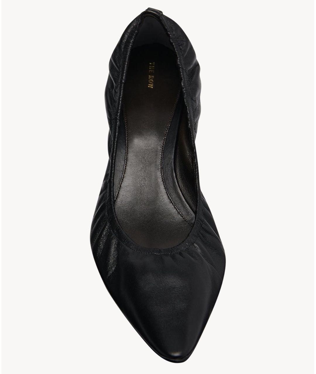 THE ROW Черные кожаные лодочки на низком каблуке, фото 3