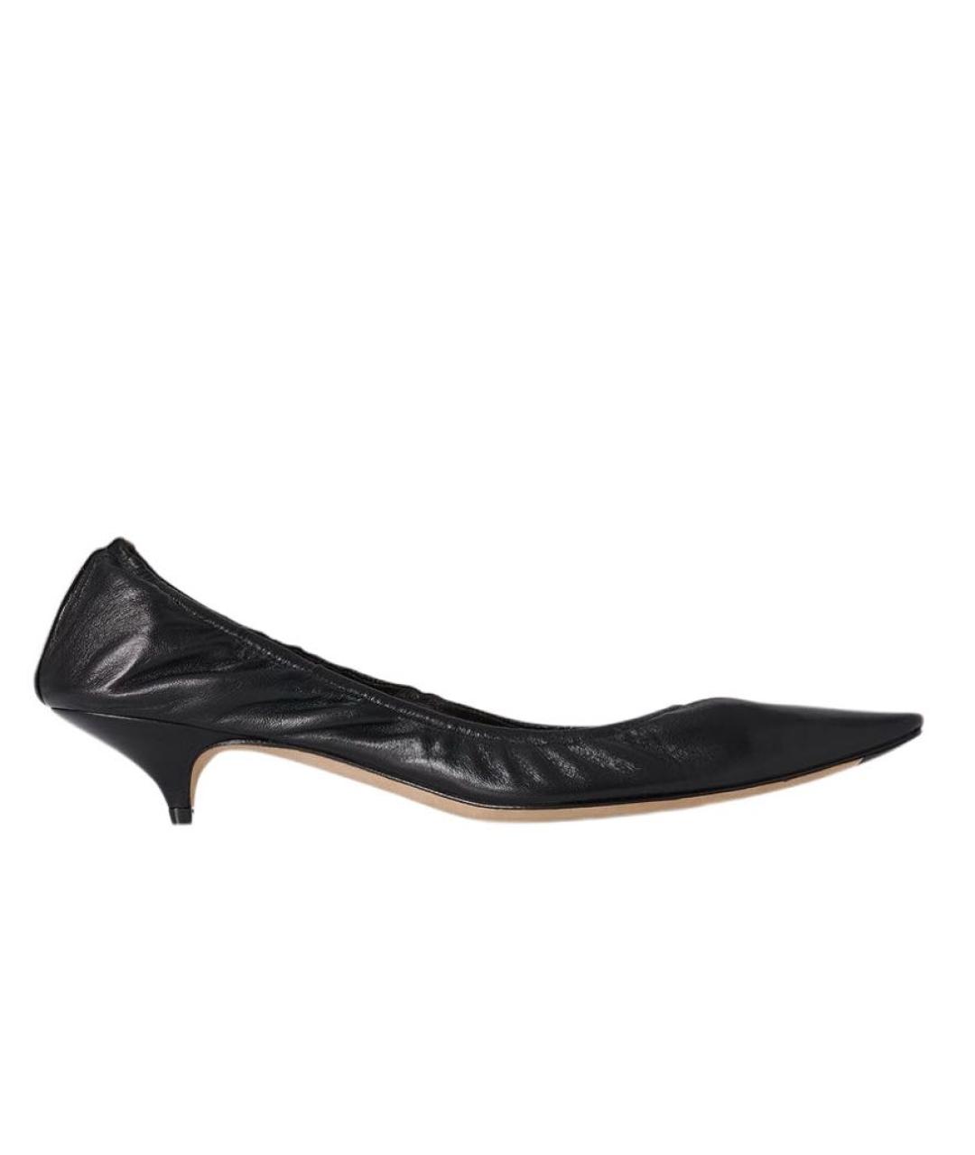 THE ROW Черные кожаные лодочки на низком каблуке, фото 2