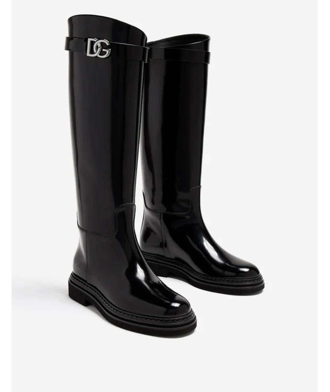 DOLCE&GABBANA Черные сапоги из лакированной кожи, фото 5