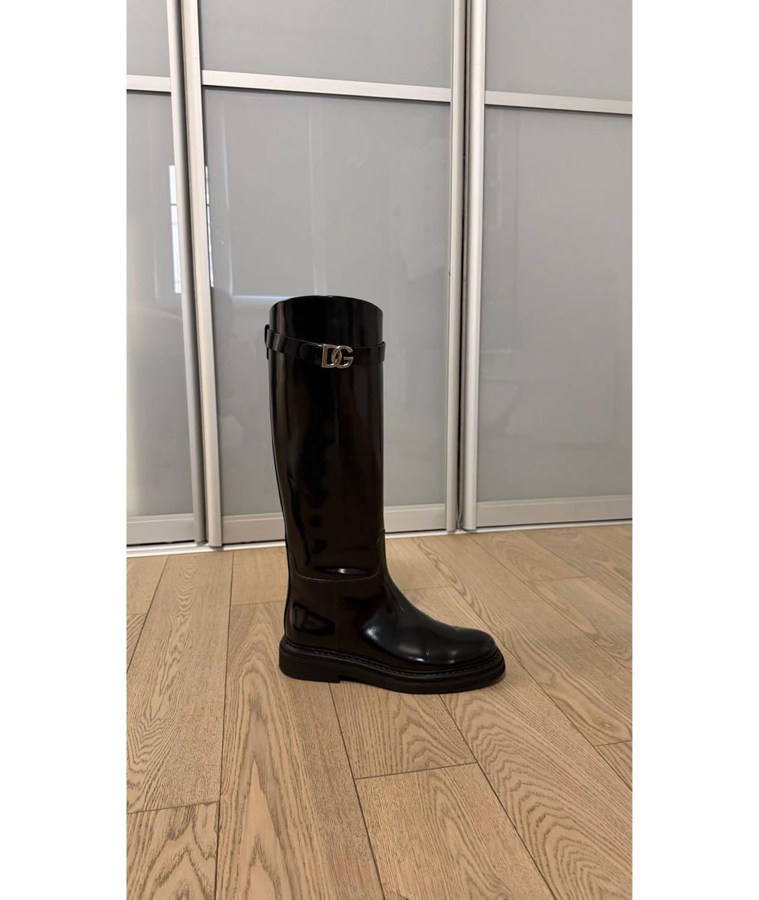 DOLCE&GABBANA Черные сапоги из лакированной кожи, фото 9