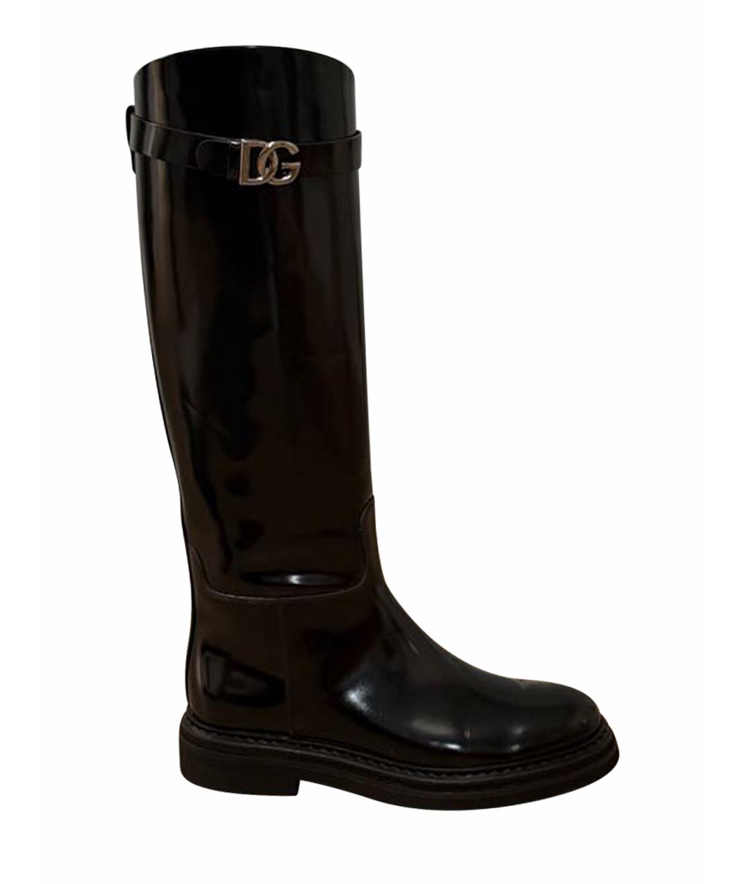 DOLCE&GABBANA Черные сапоги из лакированной кожи, фото 1