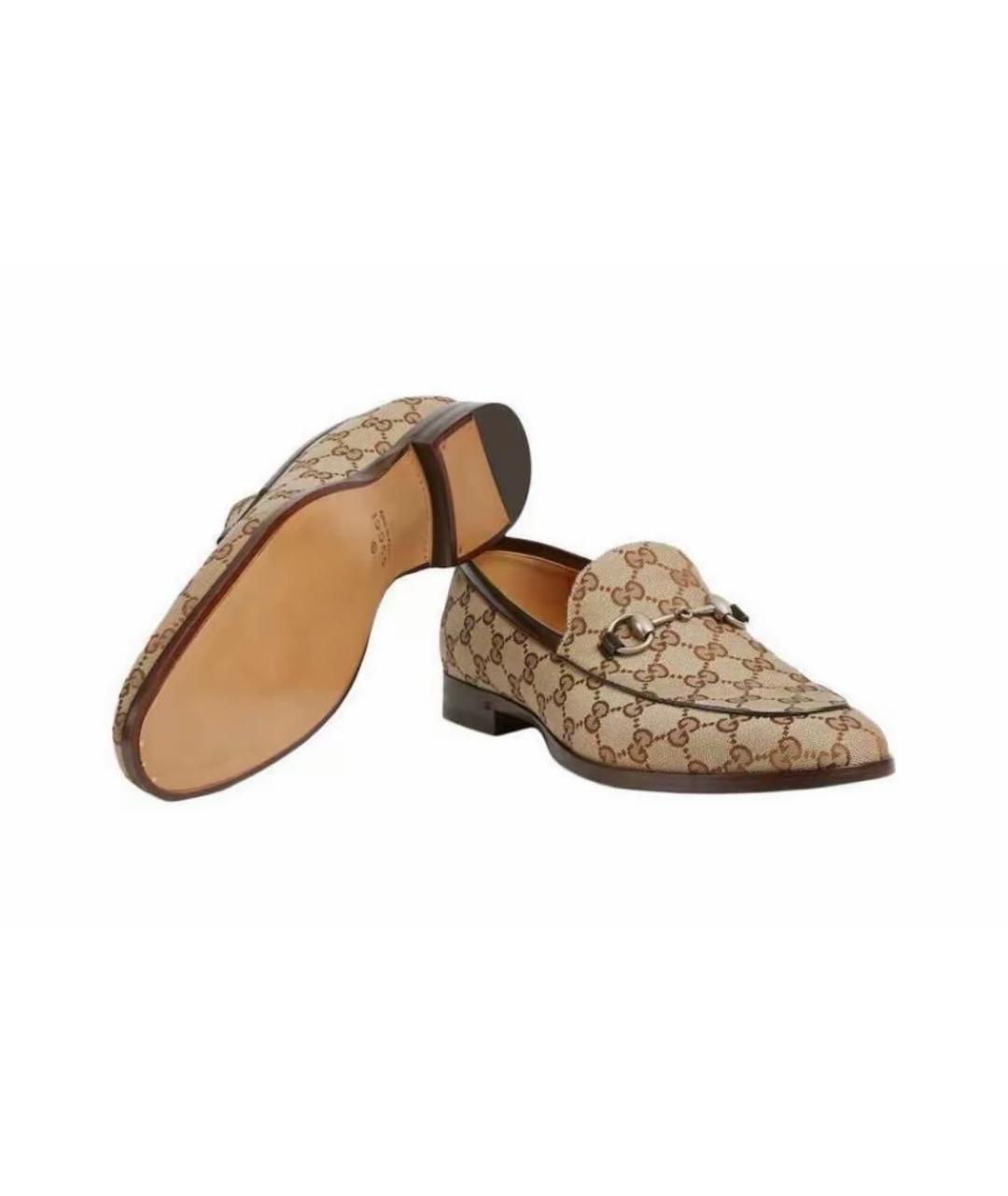 GUCCI Коричневые текстильные мокасины, фото 2