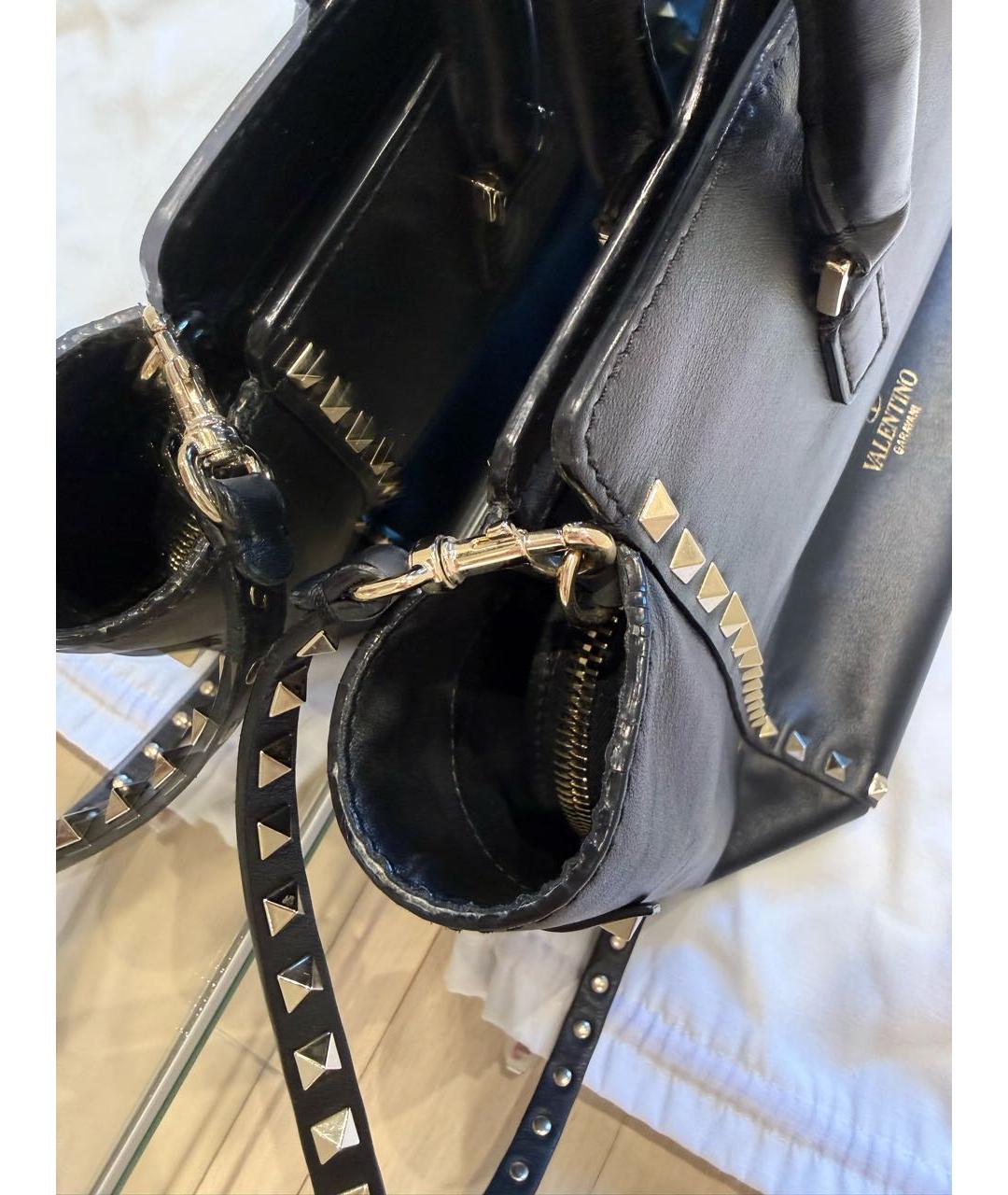 VALENTINO Черная кожаная сумка тоут, фото 4