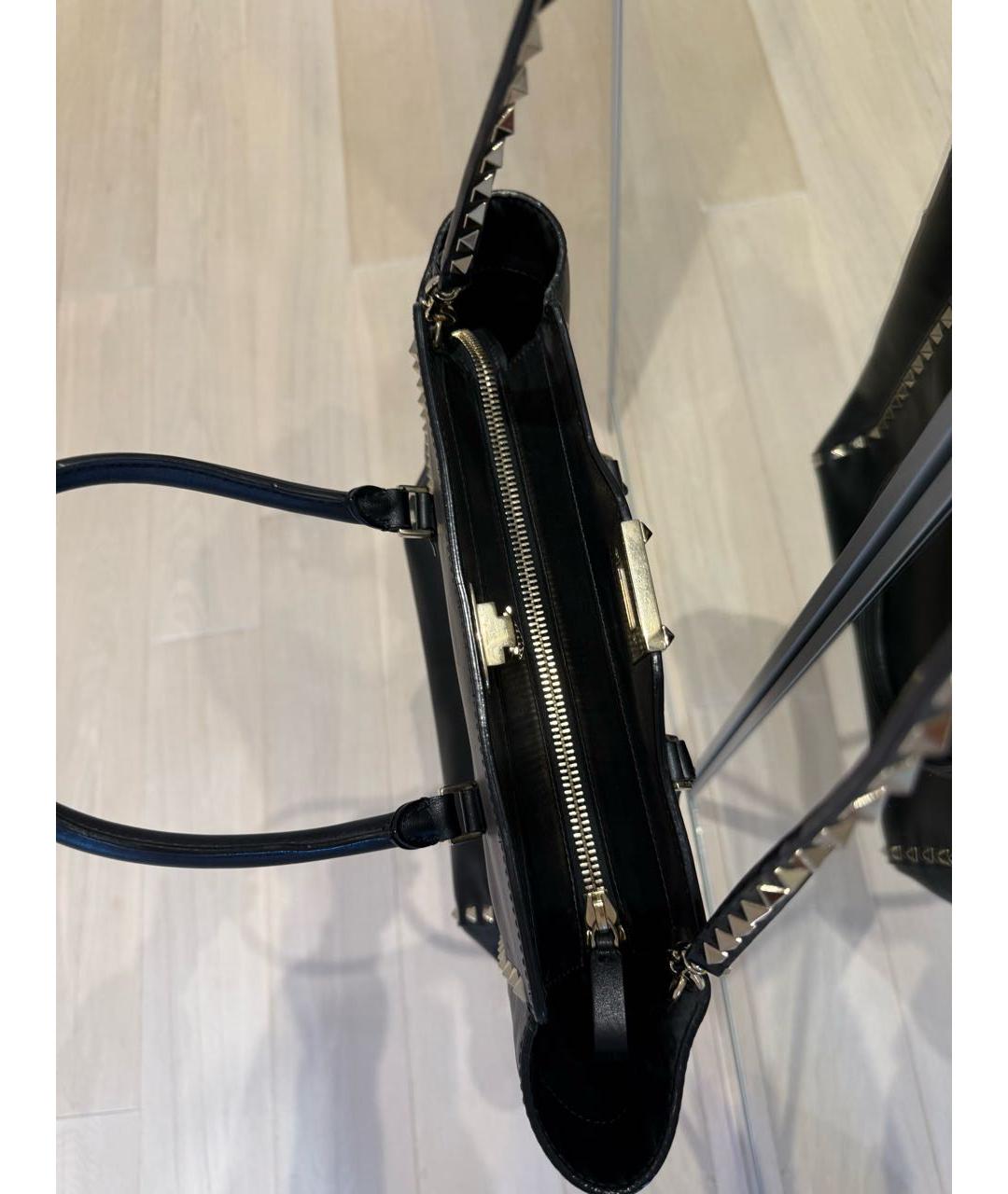 VALENTINO Черная кожаная сумка тоут, фото 3