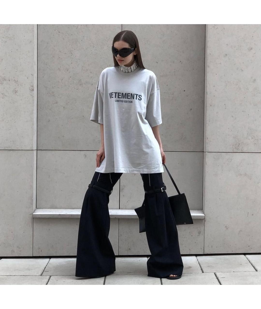VETEMENTS Серая хлопковая футболка, фото 6