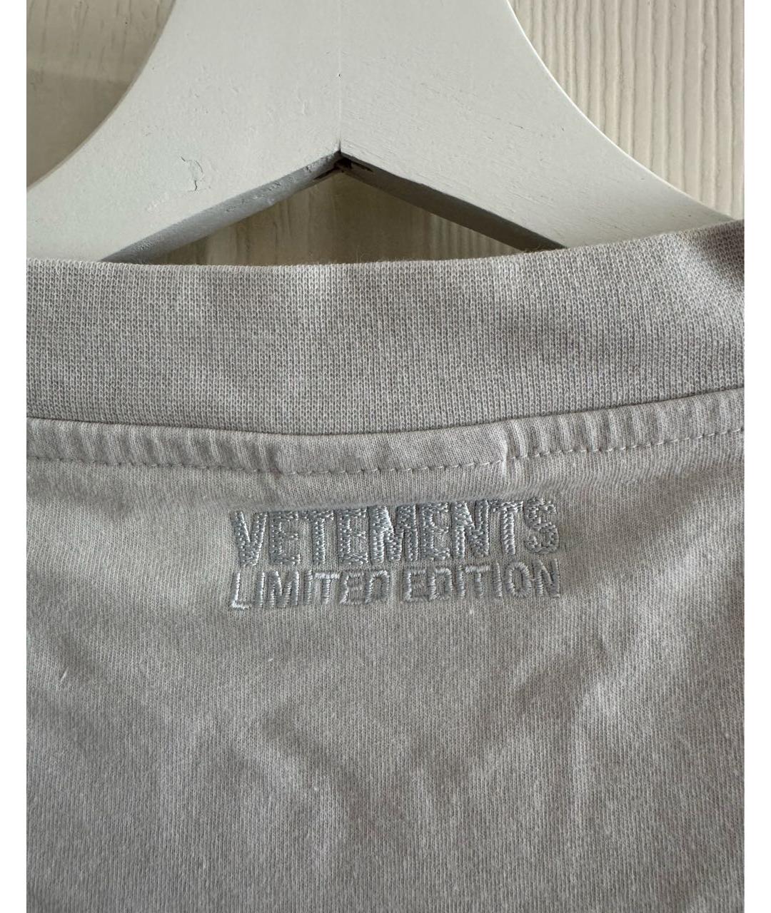 VETEMENTS Серая хлопковая футболка, фото 3