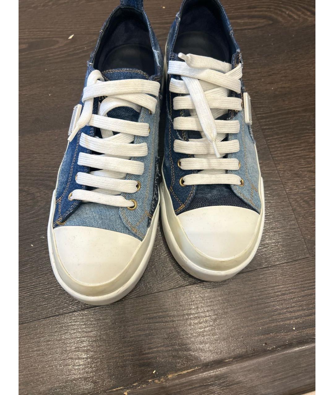 DOLCE&GABBANA Синие текстильные кеды, фото 2