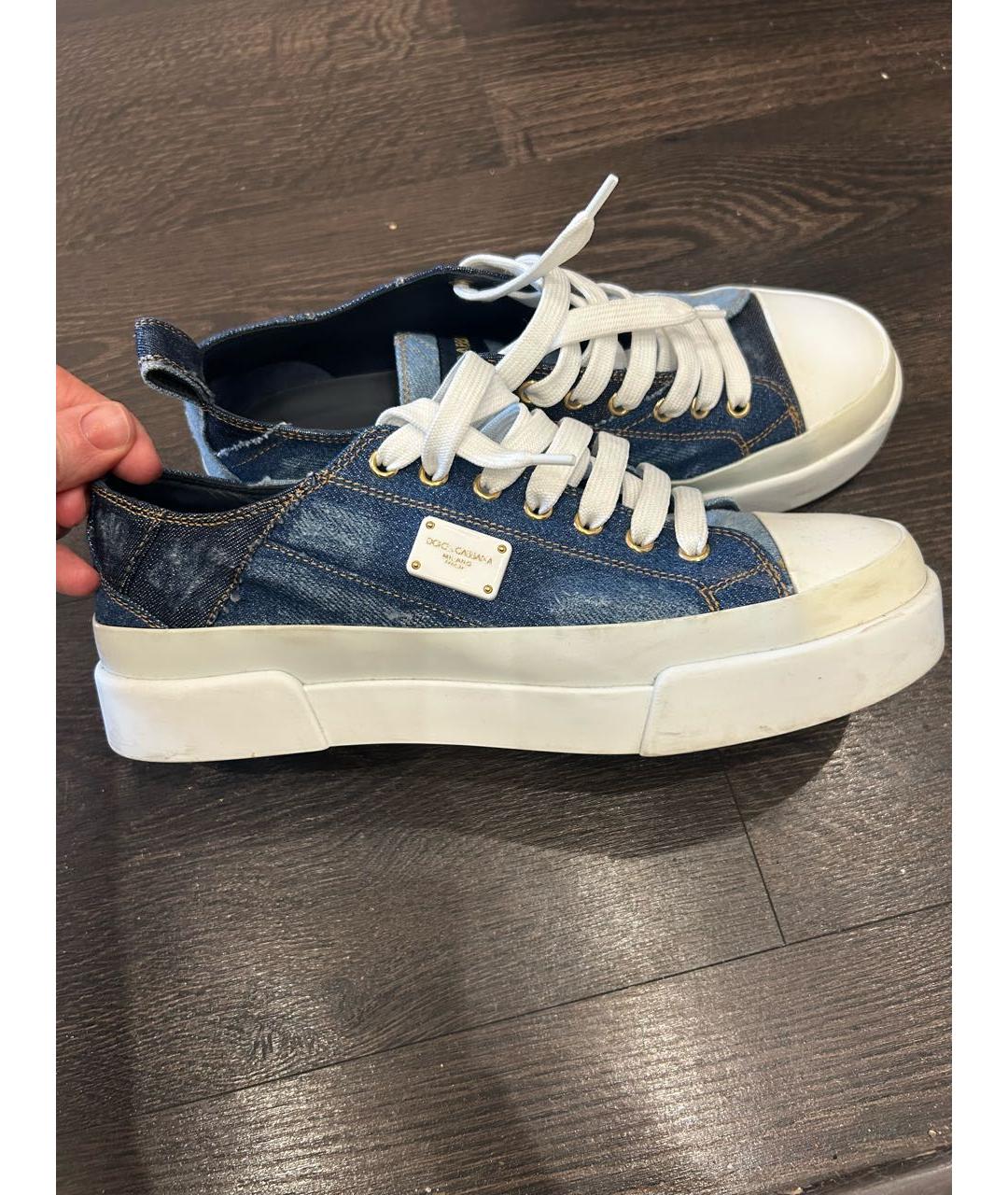 DOLCE&GABBANA Синие текстильные кеды, фото 5