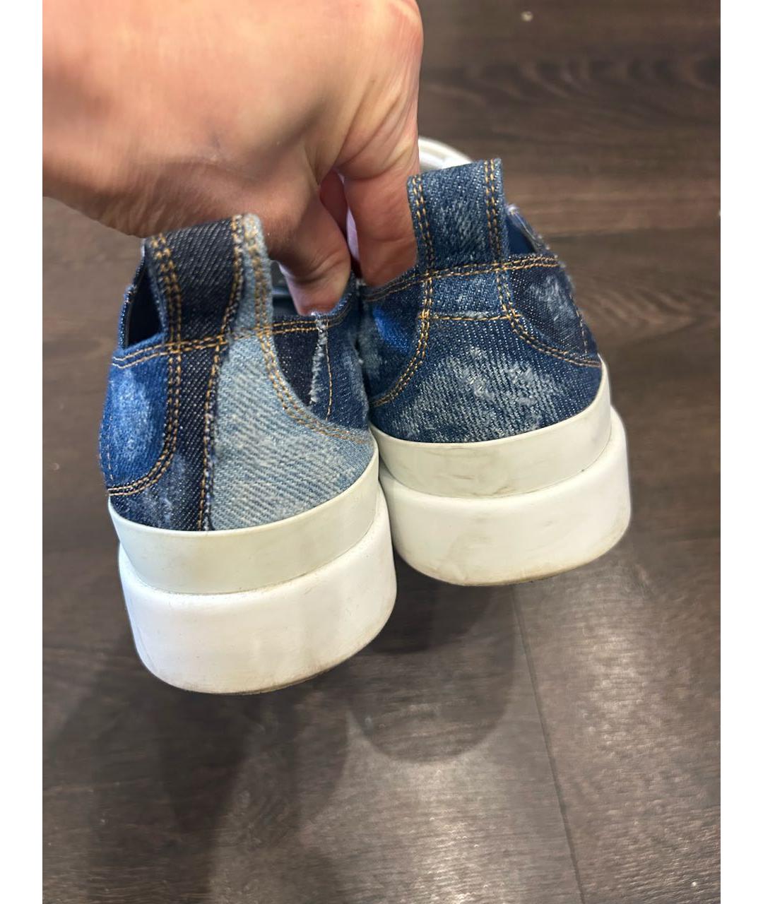 DOLCE&GABBANA Синие текстильные кеды, фото 4