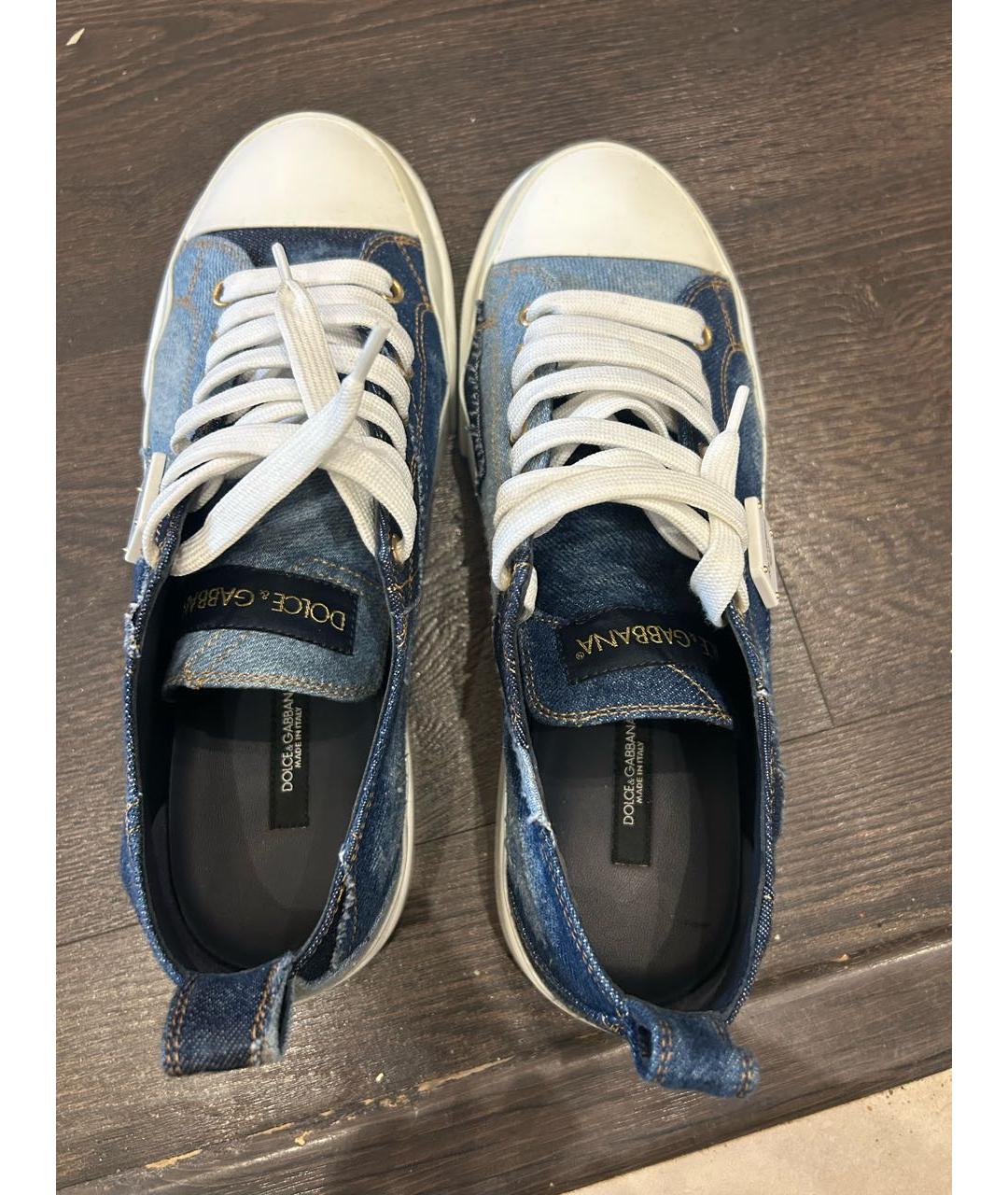 DOLCE&GABBANA Синие текстильные кеды, фото 3