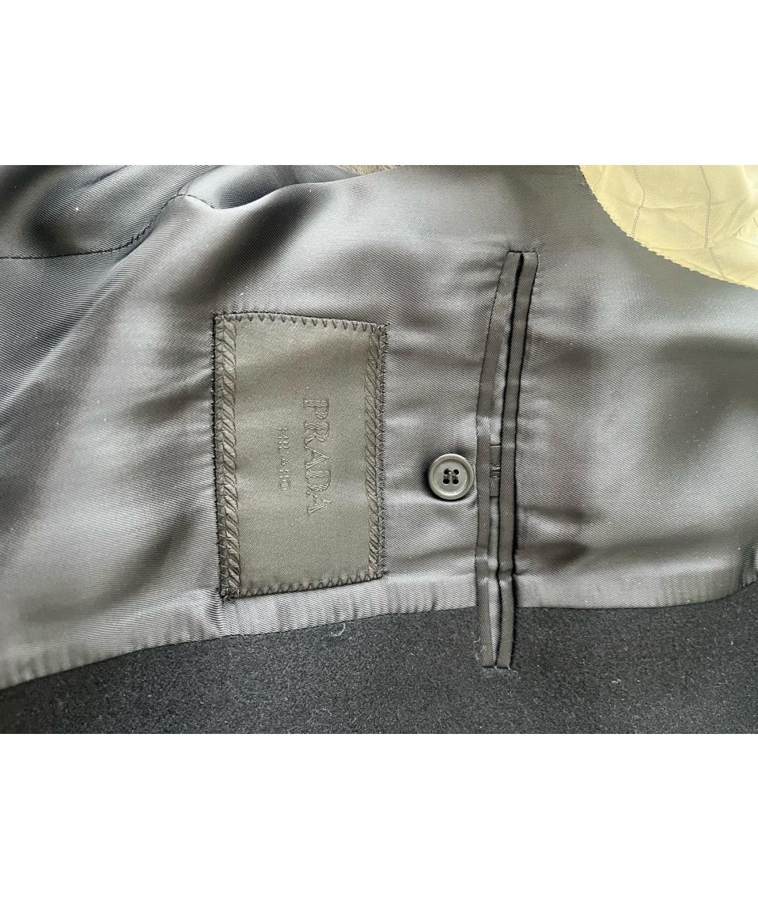 PRADA Черное шерстяное пальто, фото 4