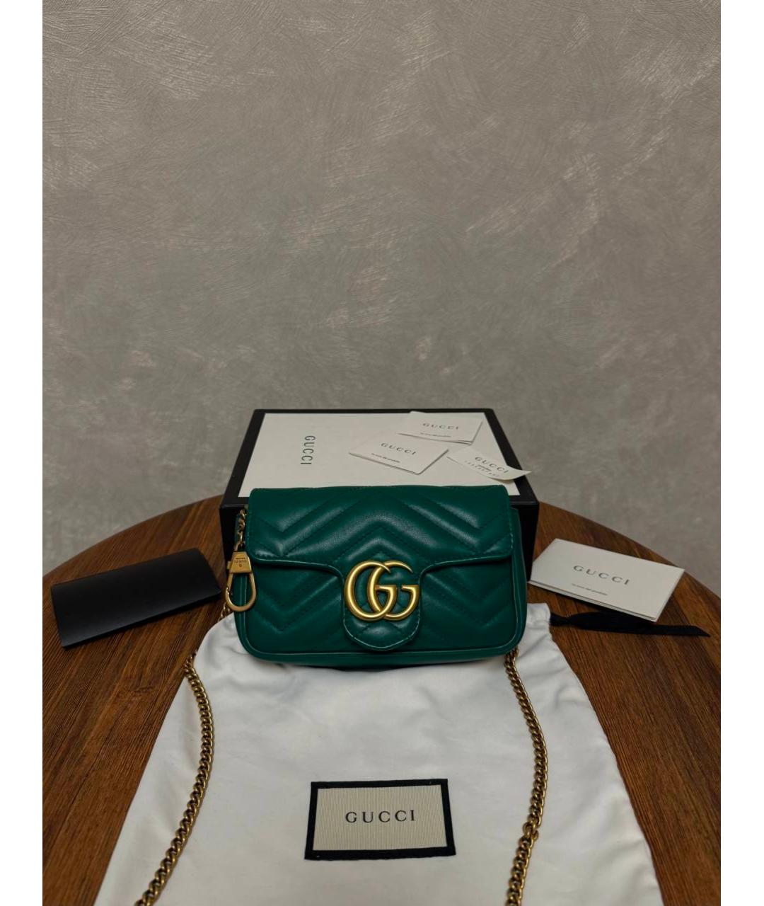 GUCCI Зеленая кожаная сумка через плечо, фото 2