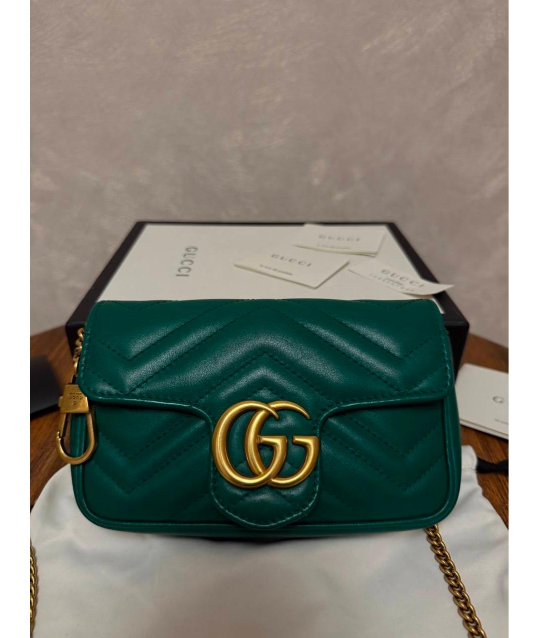 GUCCI Зеленая кожаная сумка через плечо, фото 10