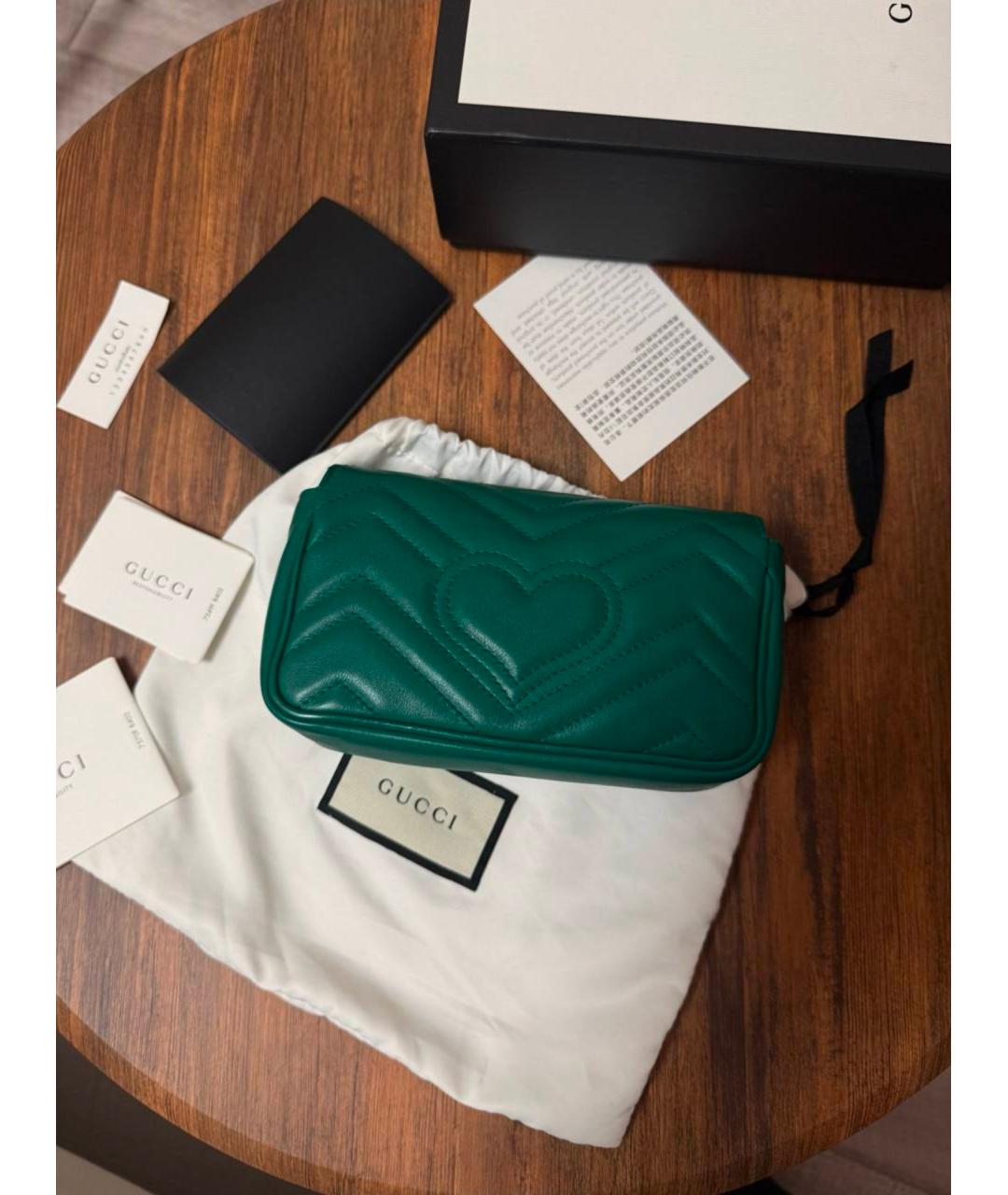 GUCCI Зеленая кожаная сумка через плечо, фото 4