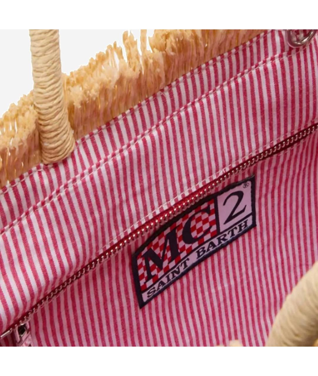 MC2 SAINT BARTH Бежевая пелетеная сумка тоут, фото 4