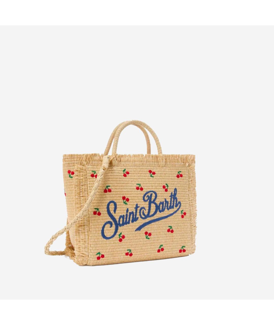 MC2 SAINT BARTH Бежевая пелетеная сумка тоут, фото 2