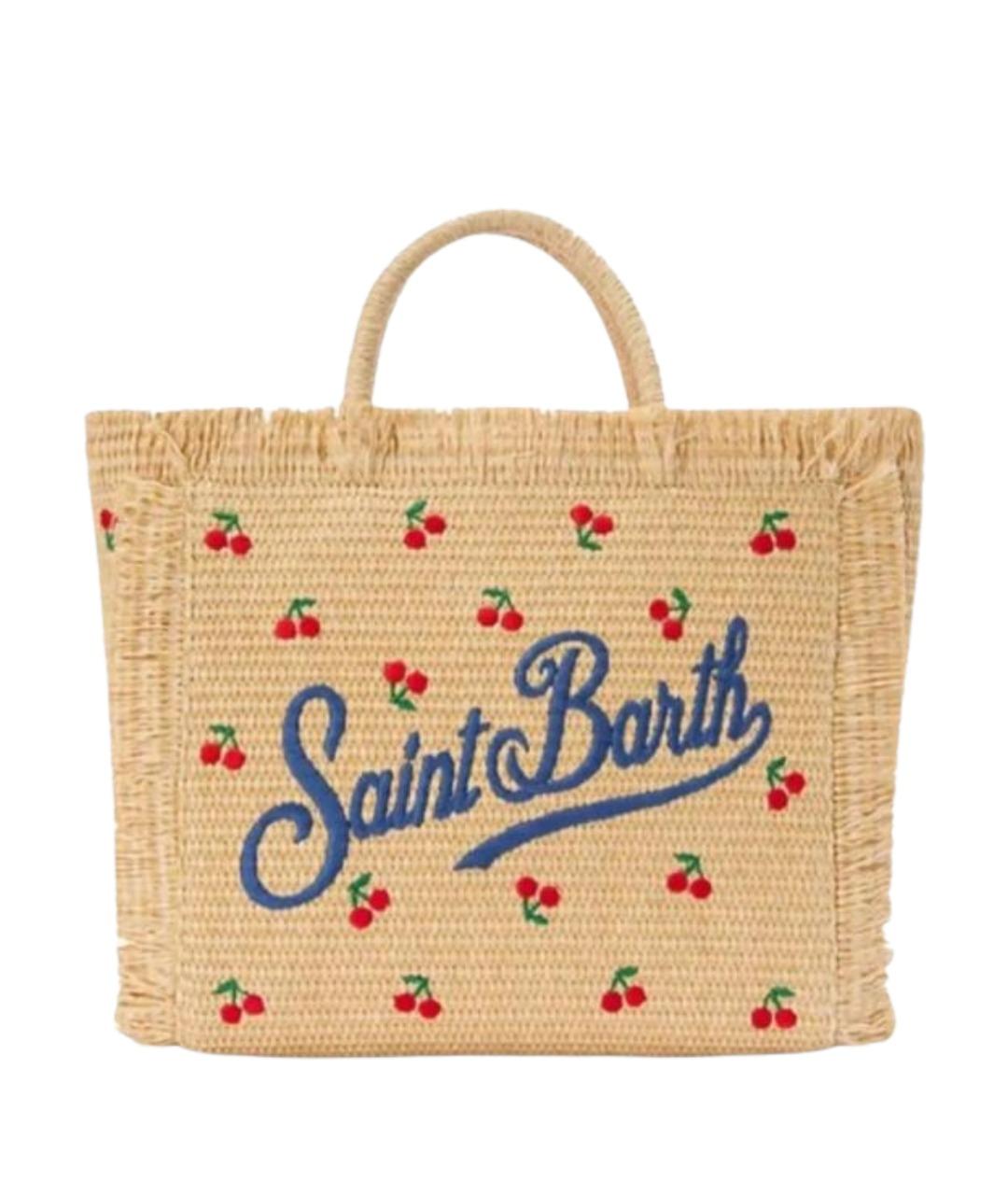 MC2 SAINT BARTH Бежевая пелетеная сумка тоут, фото 1