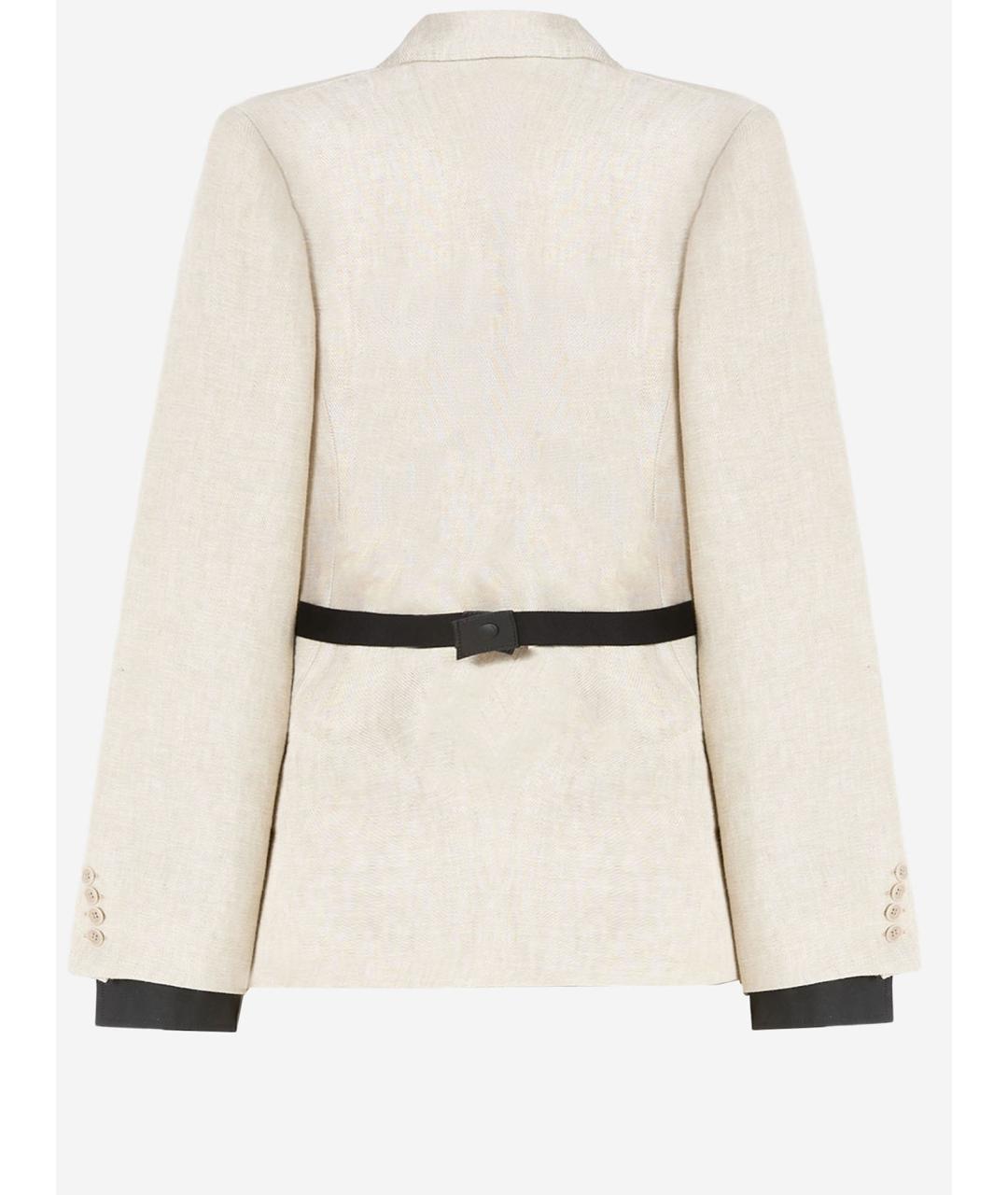 MAX MARA Бежевый льняной жакет/пиджак, фото 2