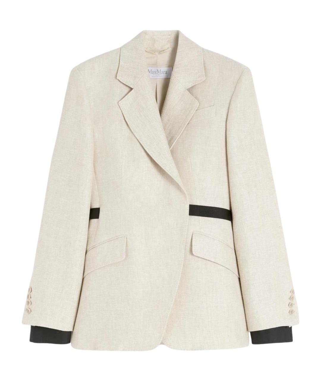 MAX MARA Бежевый льняной жакет/пиджак, фото 1