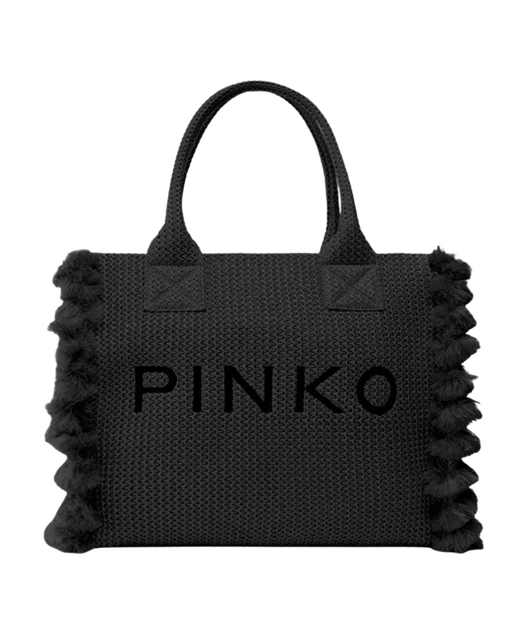 PINKO Черная тканевая сумка тоут, фото 1