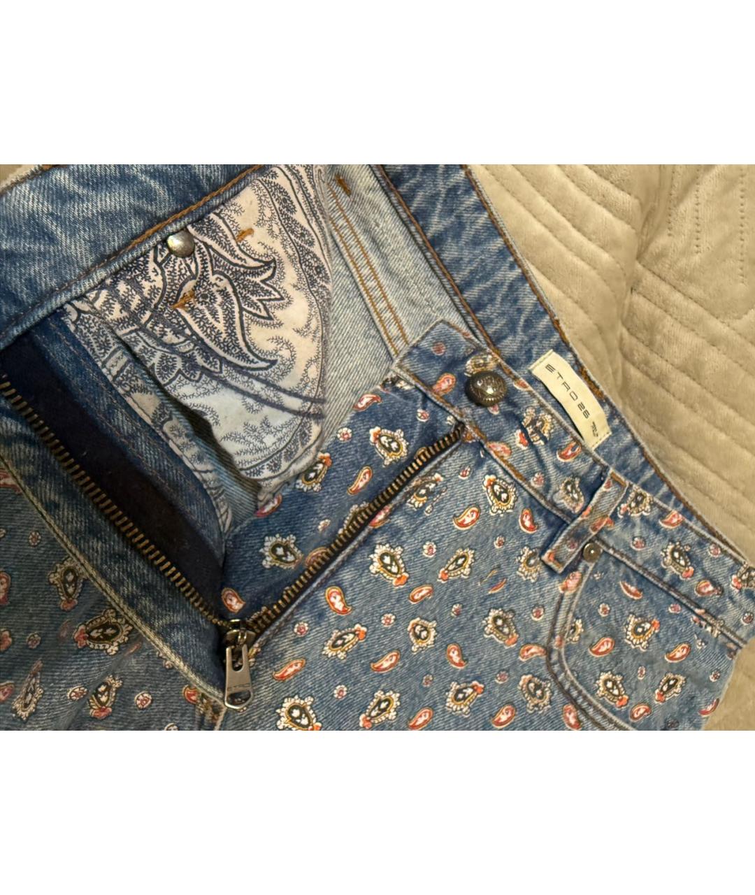 ETRO Синие хлопковые прямые джинсы, фото 5