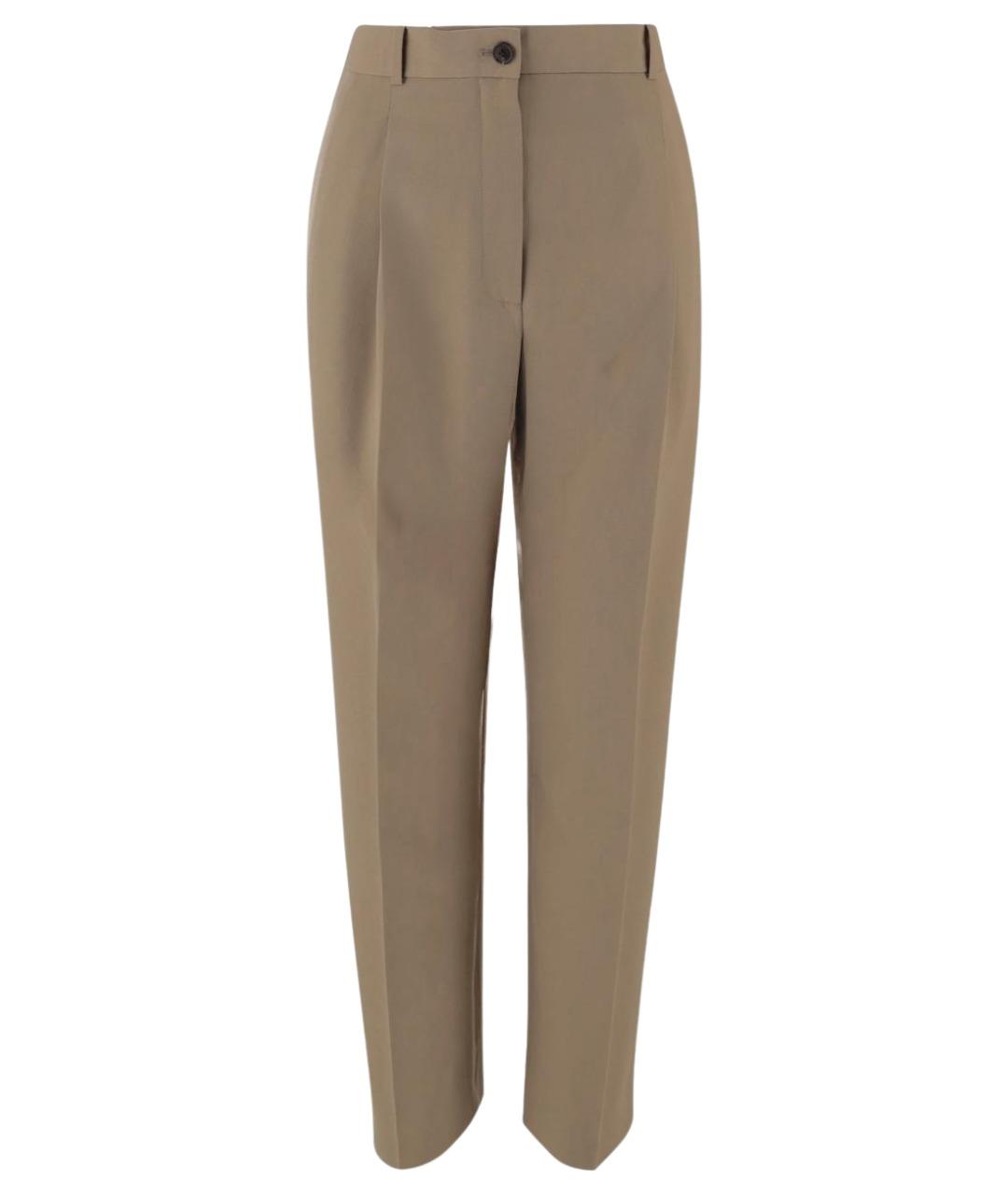 THE ROW Бежевые шерстяные прямые брюки, фото 1