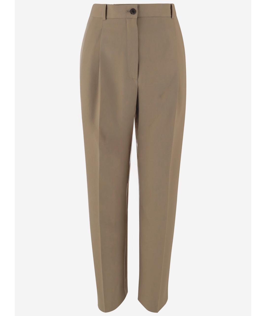 THE ROW Бежевые шерстяные прямые брюки, фото 3