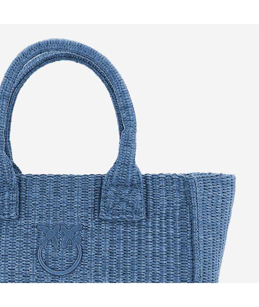 PINKO Голубая пелетеная сумка тоут, фото 4