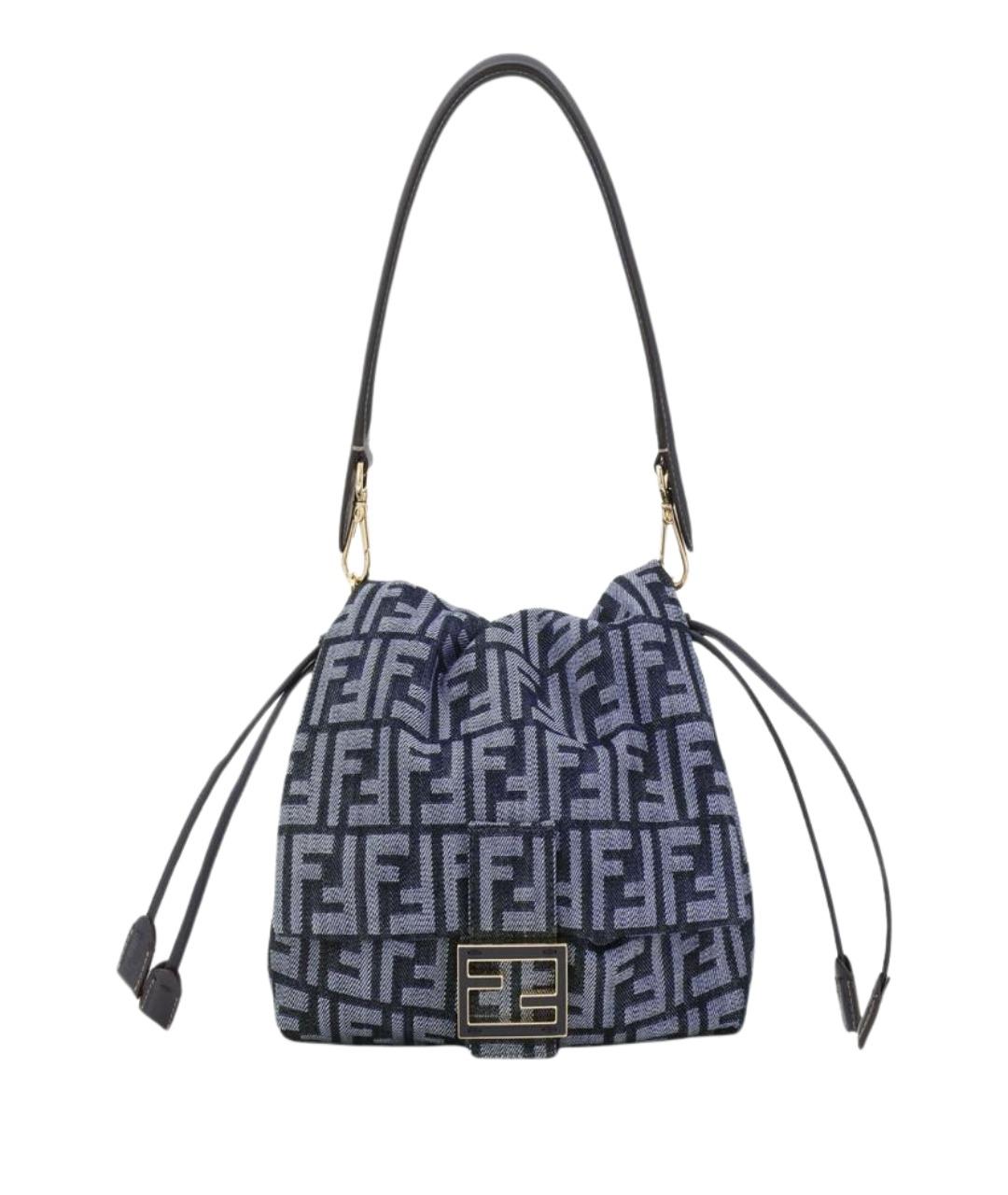 FENDI Синяя жаккардовая сумка через плечо, фото 1