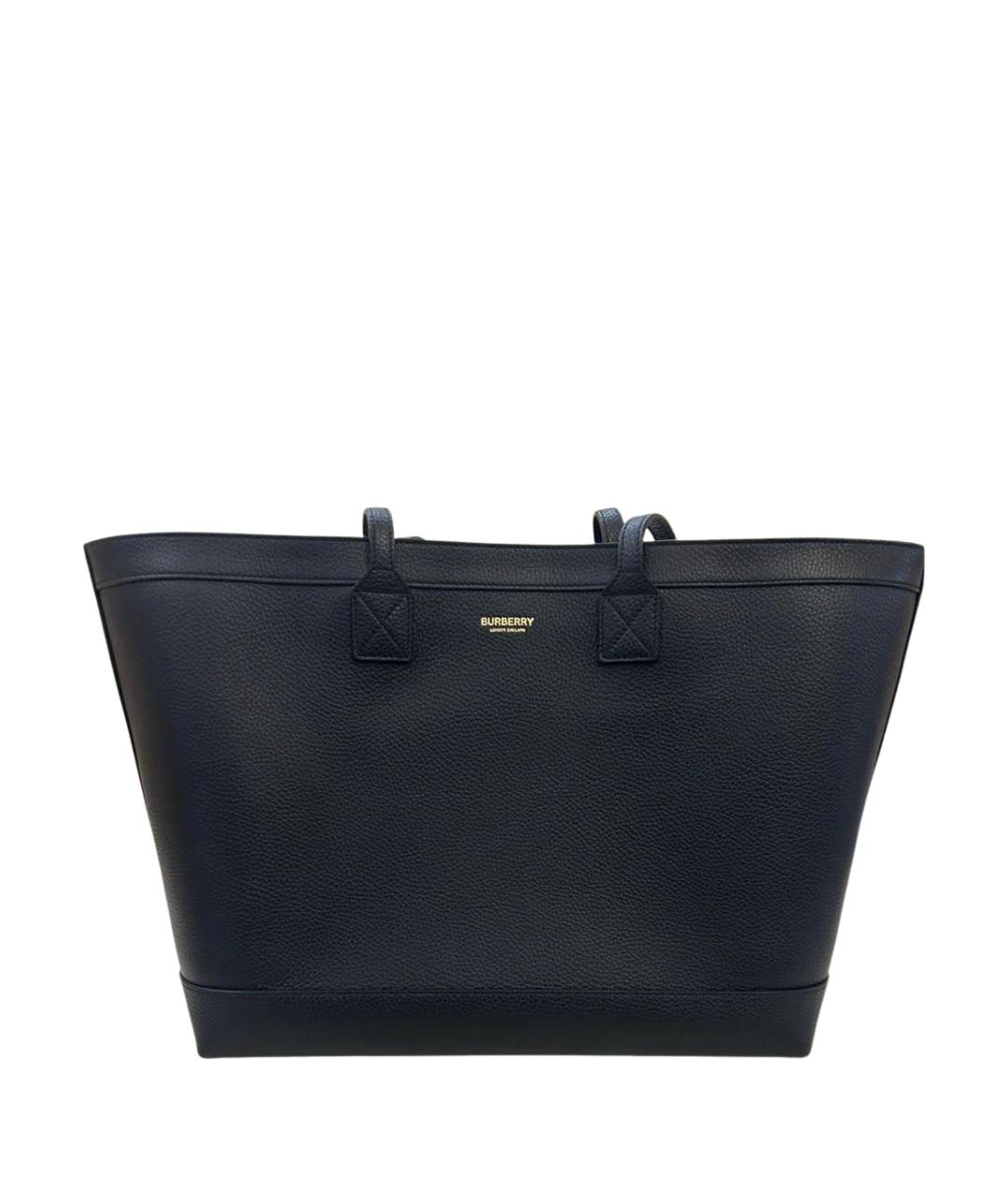 BURBERRY Черная кожаная сумка с короткими ручками, фото 1