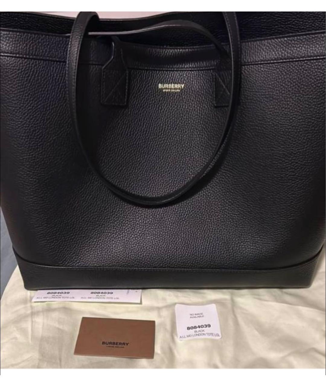 BURBERRY Черная кожаная сумка с короткими ручками, фото 2