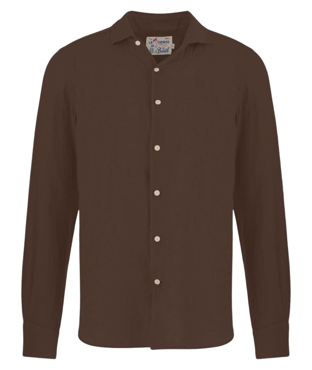 MC2 SAINT BARTH Коричневая льняная кэжуал рубашка, фото 1