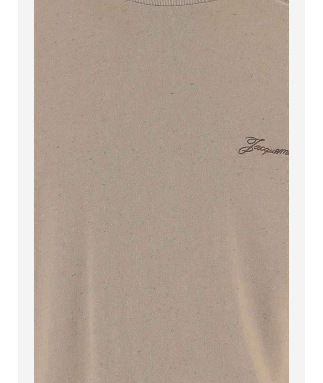 JACQUEMUS Бежевая хлопковая футболка, фото 3