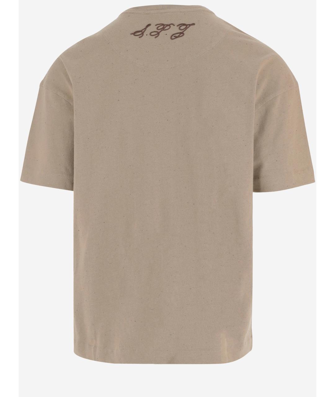 JACQUEMUS Бежевая хлопковая футболка, фото 2