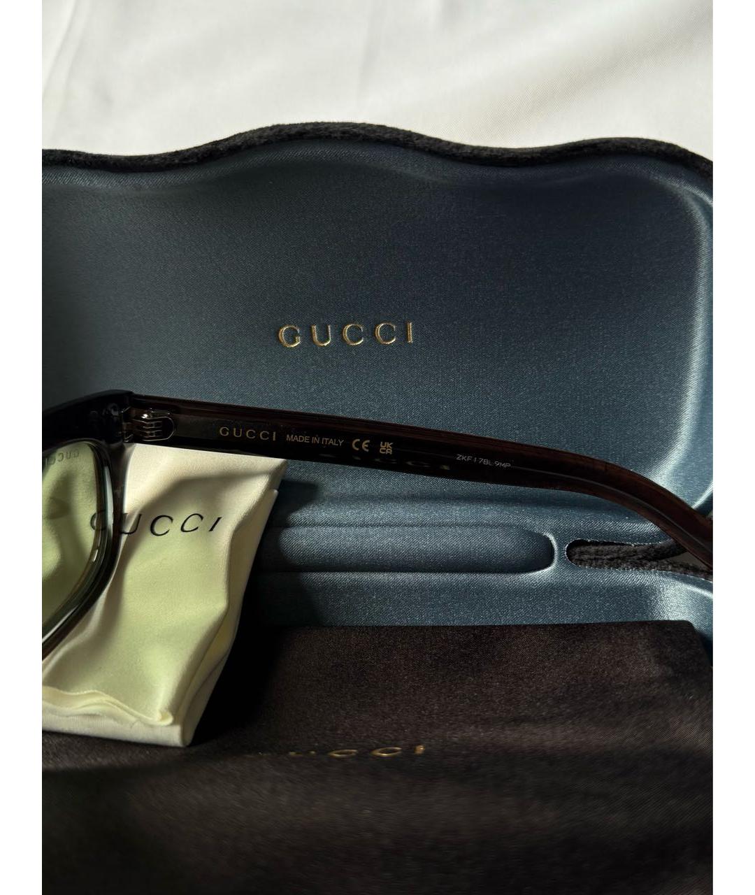 GUCCI Коричневые пластиковые солнцезащитные очки, фото 5