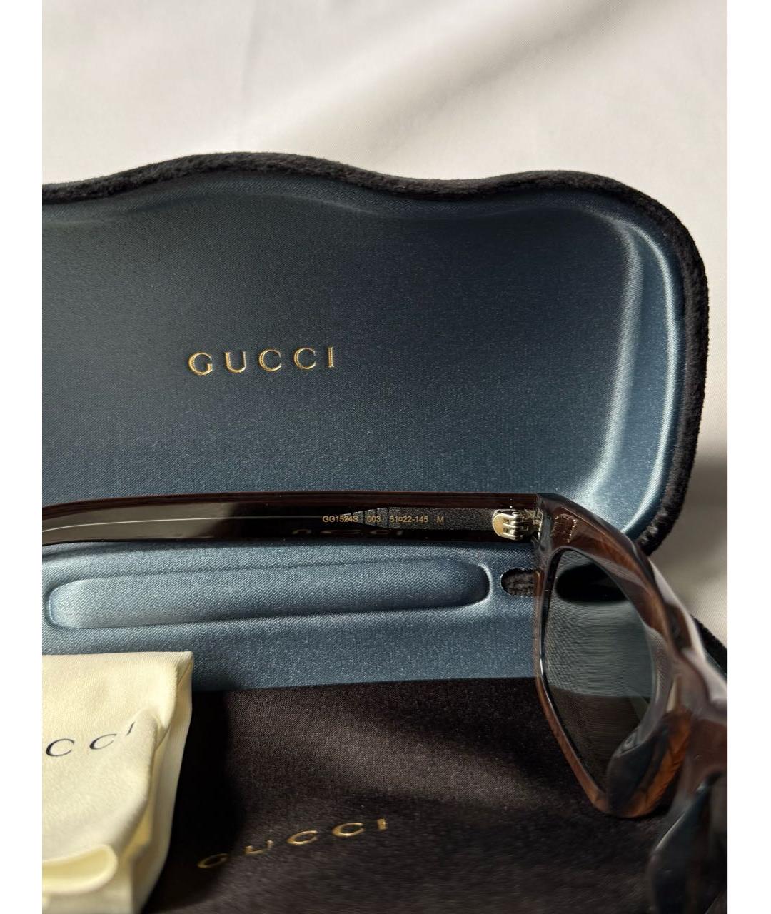 GUCCI Коричневые пластиковые солнцезащитные очки, фото 4