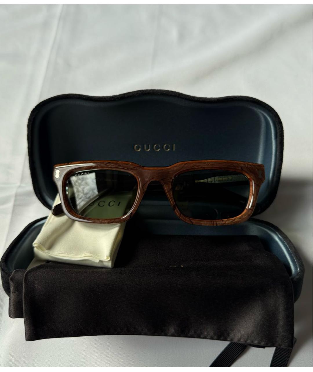 GUCCI Коричневые пластиковые солнцезащитные очки, фото 7