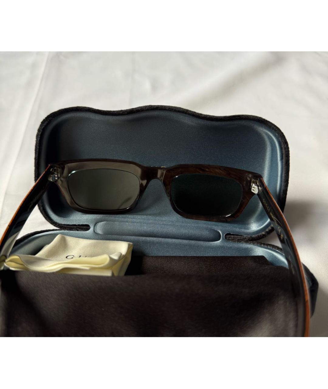 GUCCI Коричневые пластиковые солнцезащитные очки, фото 3