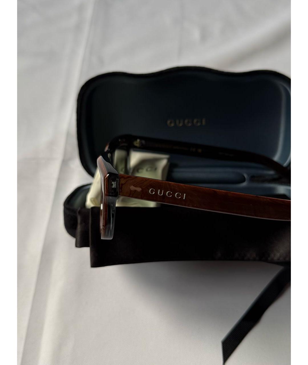 GUCCI Коричневые пластиковые солнцезащитные очки, фото 2