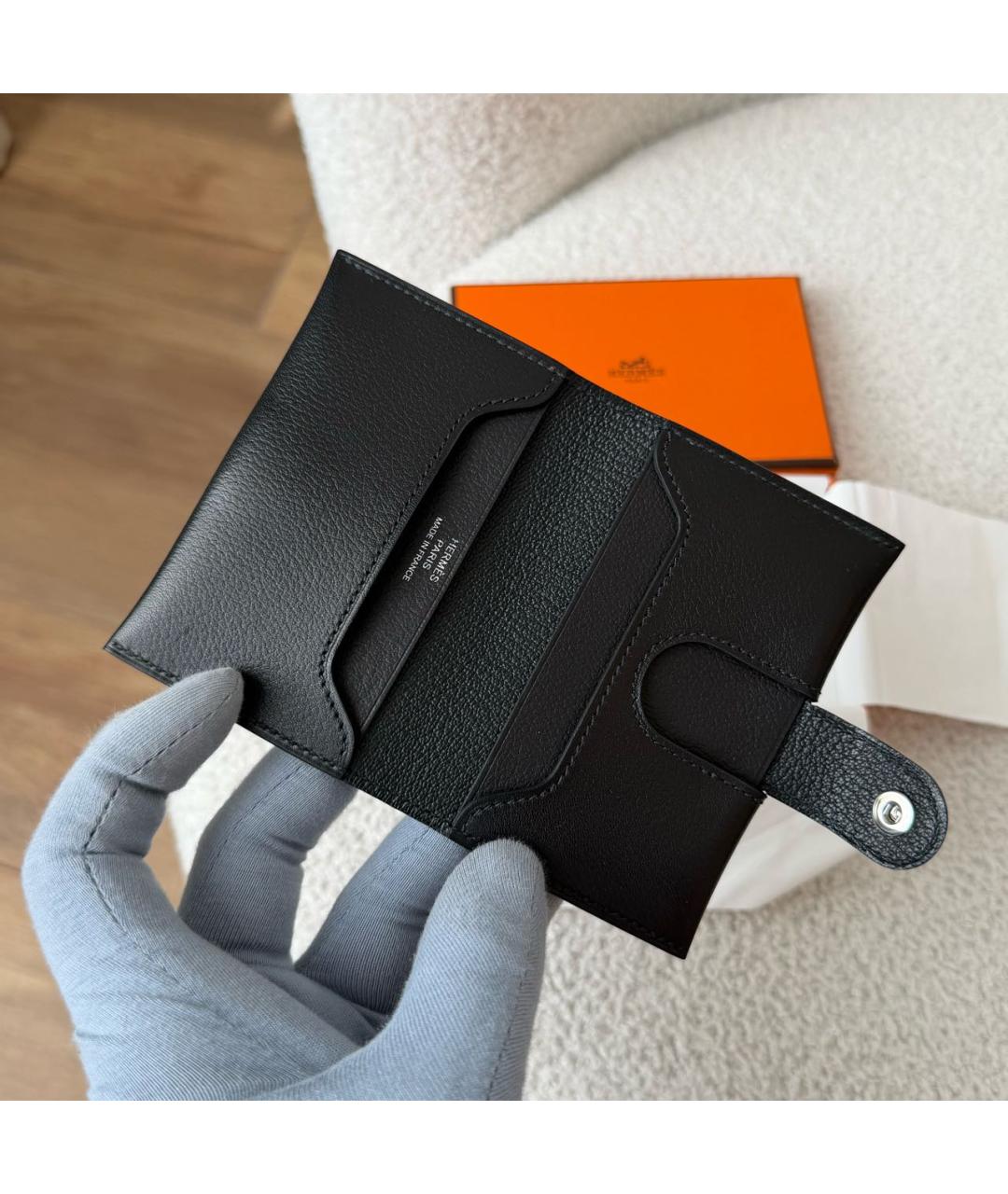HERMES Черный кожаный кардхолдер, фото 3
